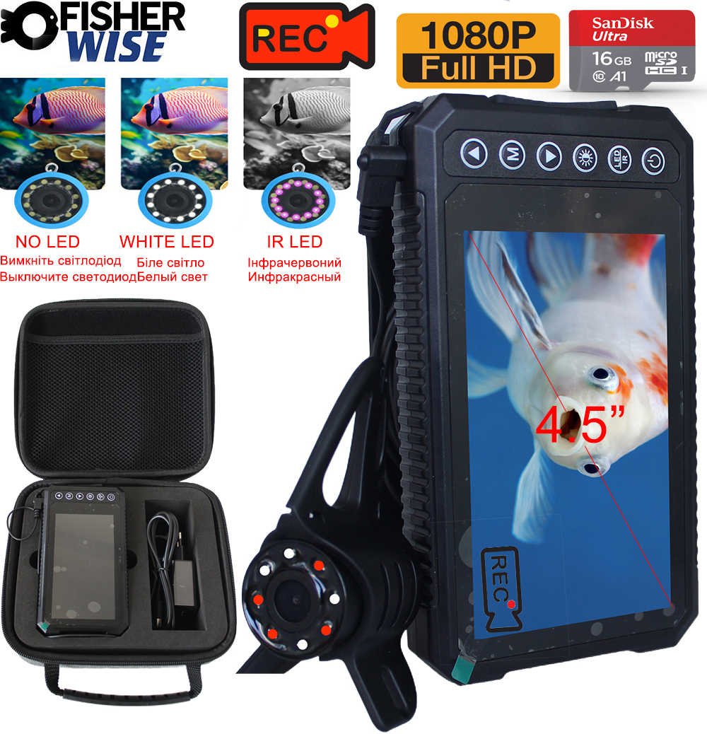 Fishing Camera - Mutil Lanuage 4.5Inch IPS 1080P 32GB